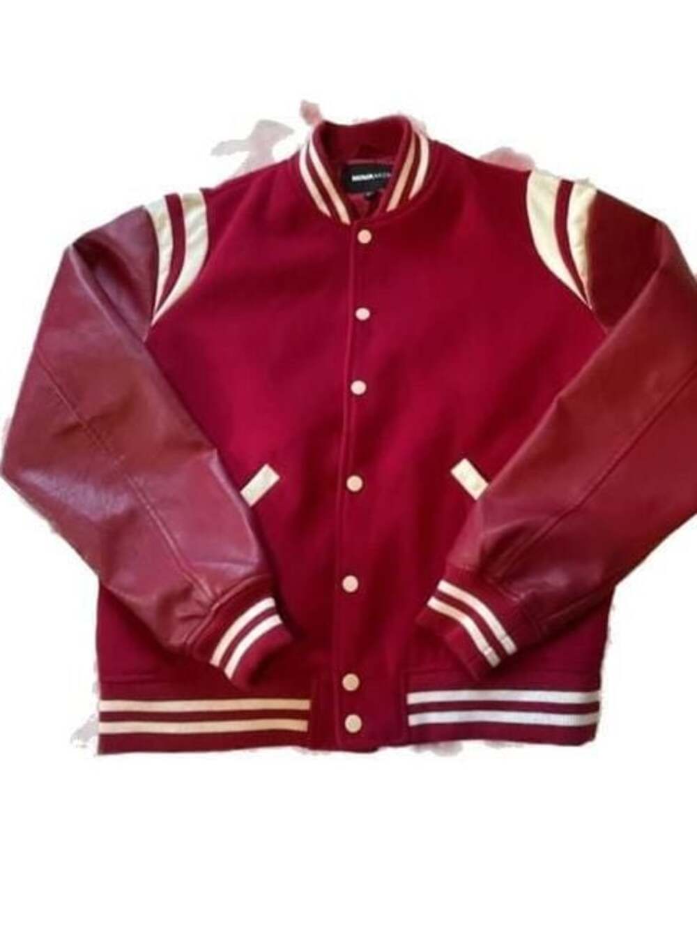 NOVAMEN Red and White Varsity Jacket Size M